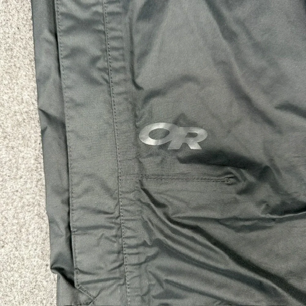 Outdoor Research Rampart Pants Mens Large Black Rain Shell Full Side Zip Hiking